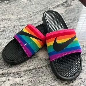 Nike Shoes Nike Benassi Jdi Be True Rainbow Slides Poshmark
